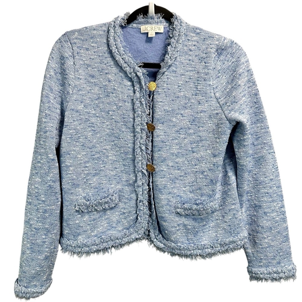 J.Crew Marled fringe-trim sweater lady jacket‎ - Picture 4 of 8